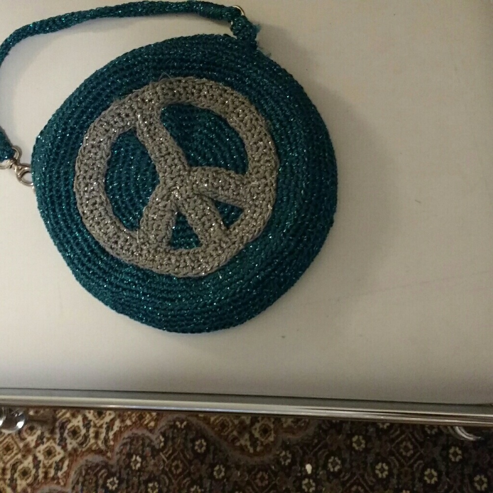 Sak Peace Round bag blue metallic